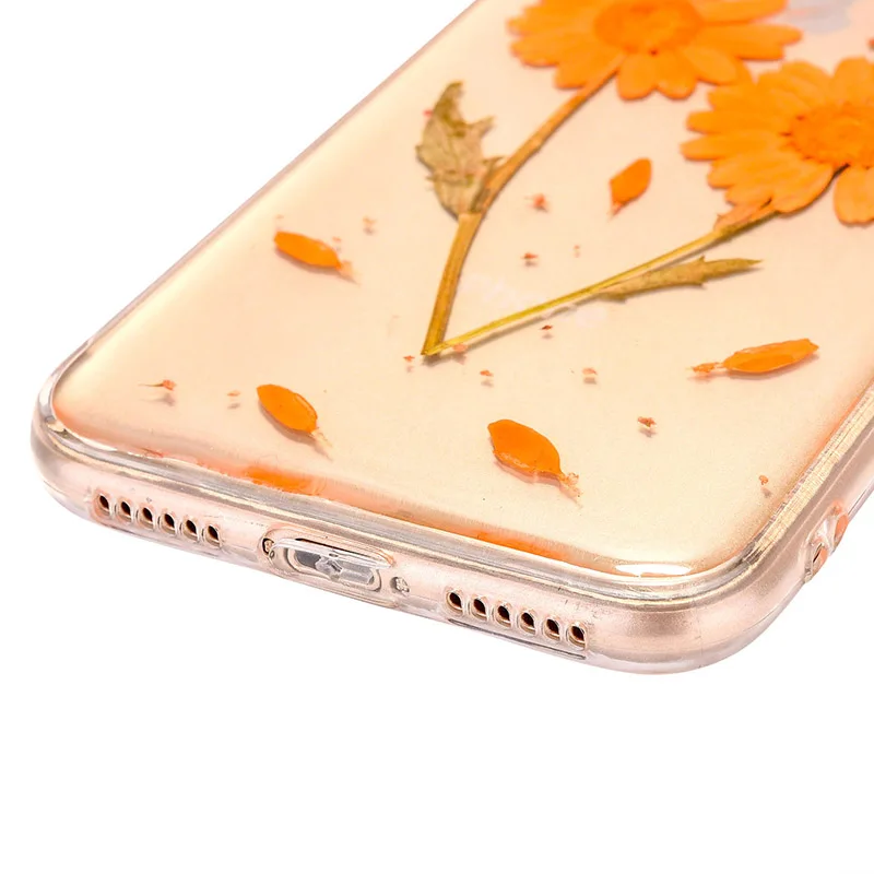 For iphone X Case Fashion Clear Soft TPU Phone iphoneX Cases Coque Real Dried Flowers DIY Handmade Back Cover Newest |