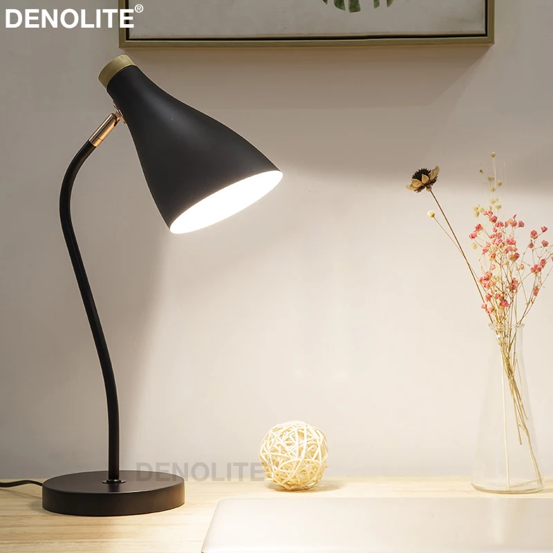 Настольная лампа DENOLITE для учебы белая черная зеленая розовая металлическая