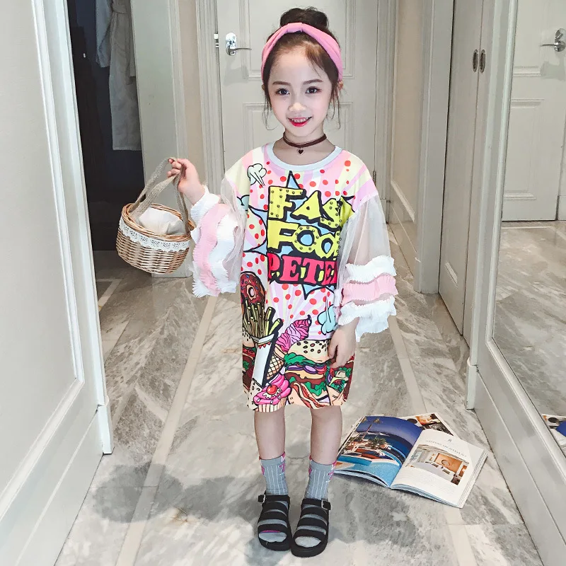 girls dress 2019 new summer children's thin section short-sleeved big children Korean version of ultra-foreign gas | Детская одежда
