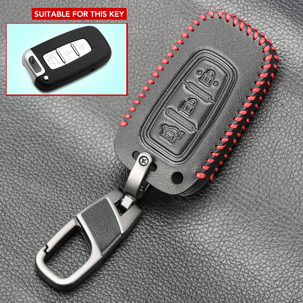 Чехол для смарт ключей из натуральной кожи с 3 кнопками Kia K5/Sportage R/Sorento/Forte