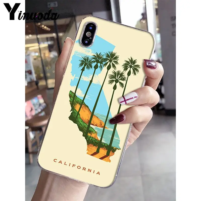 California Travel Pattern TPU Soft Phone Case for iPhone 13 8 7 6 6S Plus X XS MAX 5 5S SE XR 10 Cover | Мобильные телефоны и