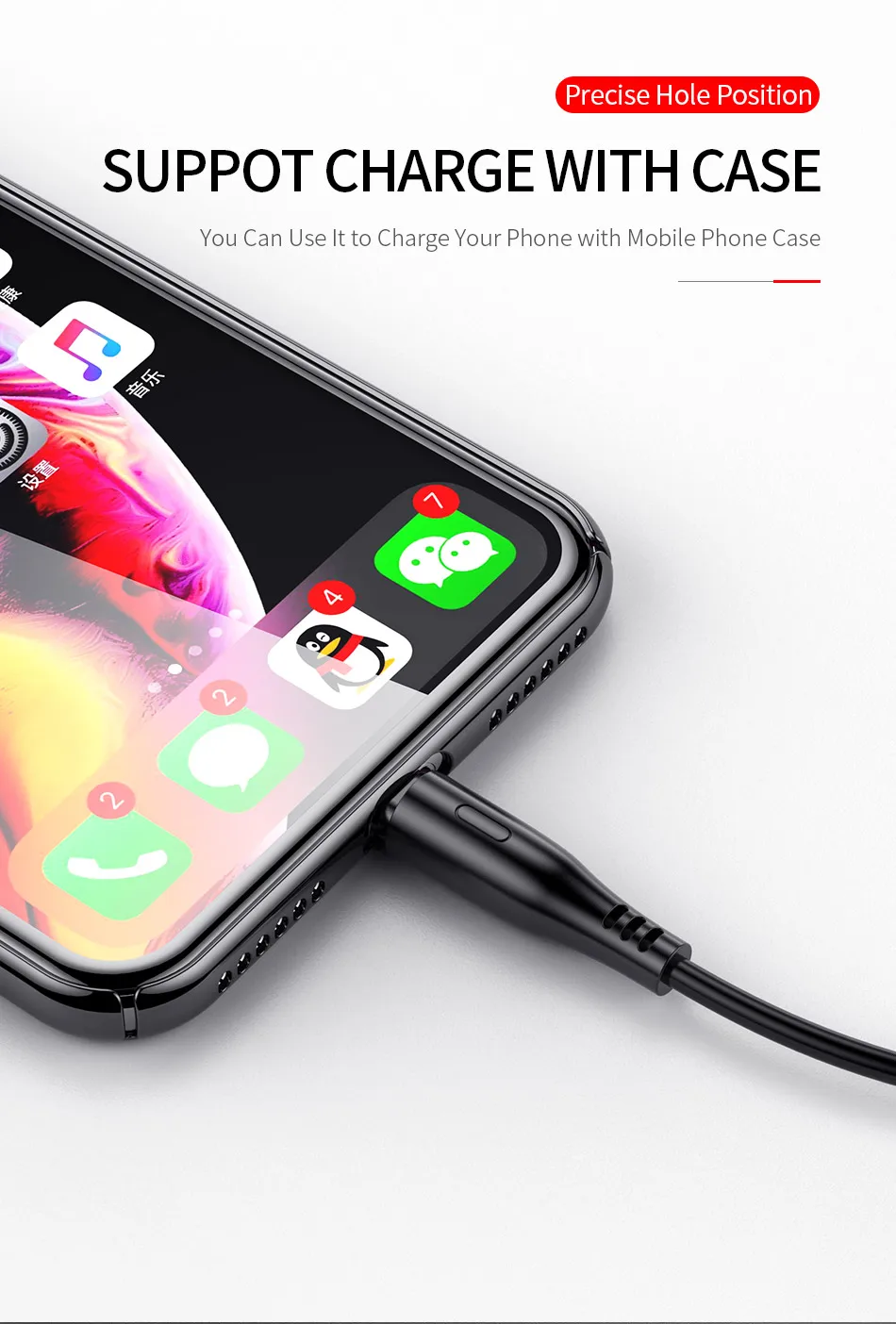 USAMS 10 шт./партия кабель для iPhone 7, 1 м/2 м 2A кабель передачи данных для быстрой зарядки для iPhone XR XS Max X 8 7 6 ios 12 11 10 usb кабель