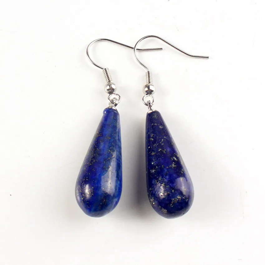 

Trendy-beads Beautiful Silver Plated Lapis Lazuli Long Water Drop Earrings For Christmas Jewelry