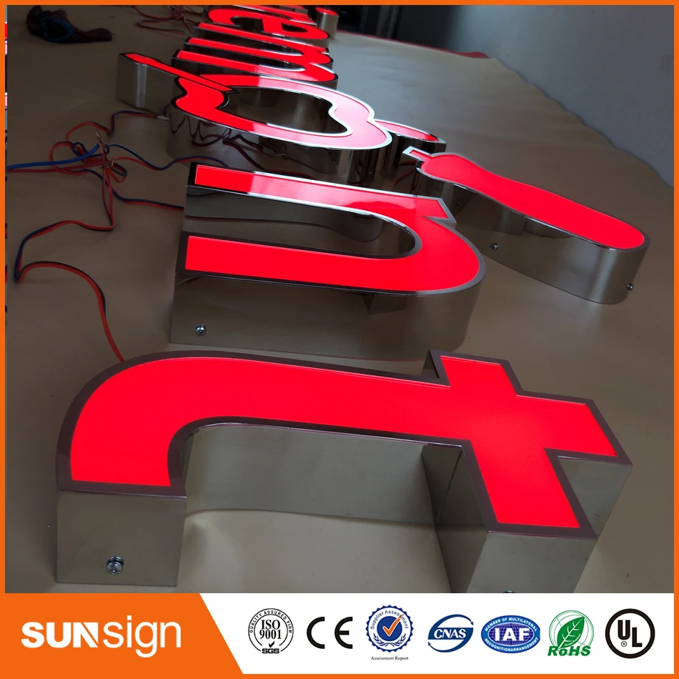 Frontlit stainless steel signs LED 3D illuminated letters signs for commercial use advertising customized
