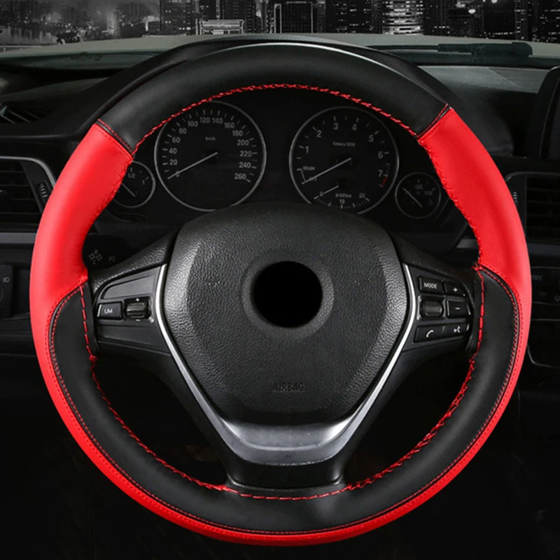 DIY автомобиля оплетка на руль покрытие мягкие волокна кожи Оплетка на руль автомобиля протектор шить цвет