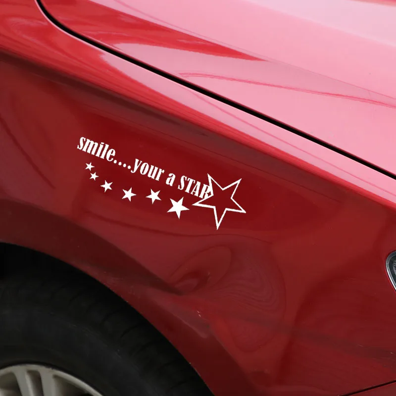 YJZT 17 см * 5 9 SMILE.YOUR A STAR Автомобильная наклейка Виниловая черный/серебристый цвет |