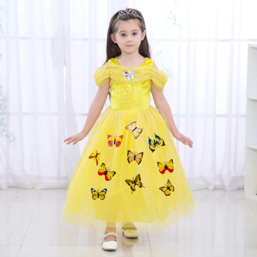 

3-10Y Girls Cinderella Princess Dress Baby Girls Party Wear Clothes Halloween Christmas Costume Yellow Queen New Years Dress