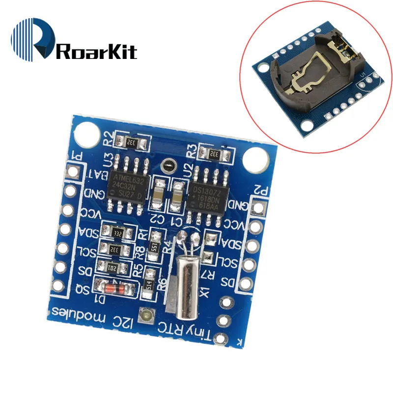 10pcs/lot The Tiny RTC I2C modules 24C32 memory DS1307 clock module for arduino (without battery) | Электронные компоненты и