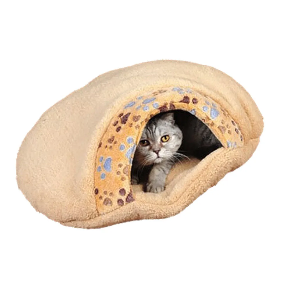

New Winter Warm Pet Dog Cat Bed House Cushion Half Covered Bed Sleeping Bag Comfortable Cute Hamburger Shape Plush S