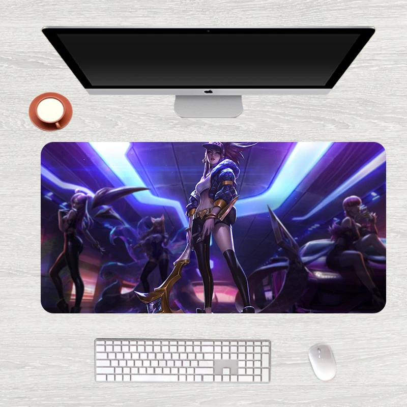 Большой игровой коврик для мыши KDA 80x40 см прочный резиновый League of Legends Настольный