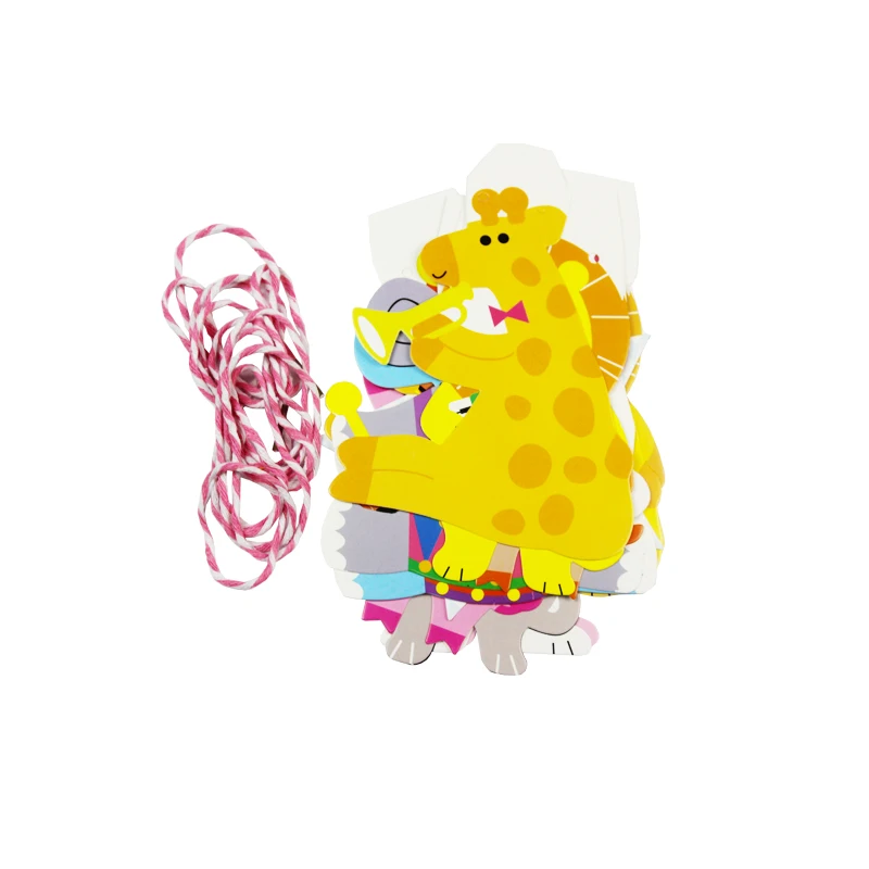 15 шт./упак. 2 м Happy Семья Baby Shower мультфильм животных Гирлянда полосатые Бумага флаги баннер Декор День рождения принадлежности для детей