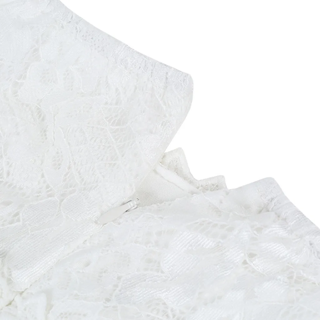 

Fashion Women's White Long Dress Ladies Summer Sling V-Neck Sexy Chiffon Lace High Split Irregular Party Dress