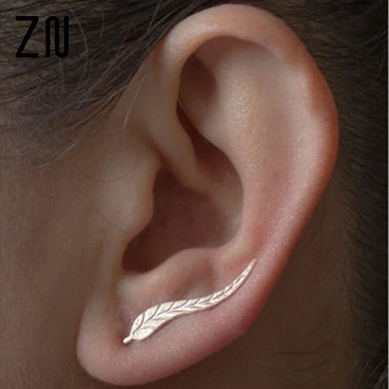 

ZN Fashion Vintage Jewelry Exquisite Gold Leaf Earrings Modern Beautiful Feather Stud Earrings For Women Birthday Party Gifts