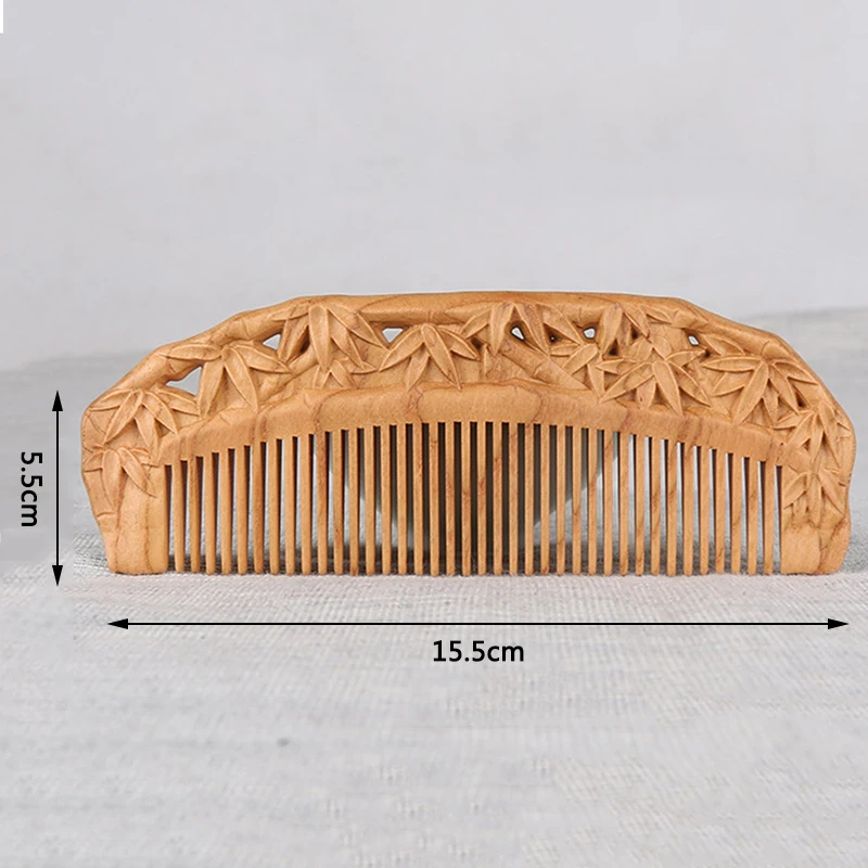 Резной Карманный деревянный гребень из натурального персикового дерева