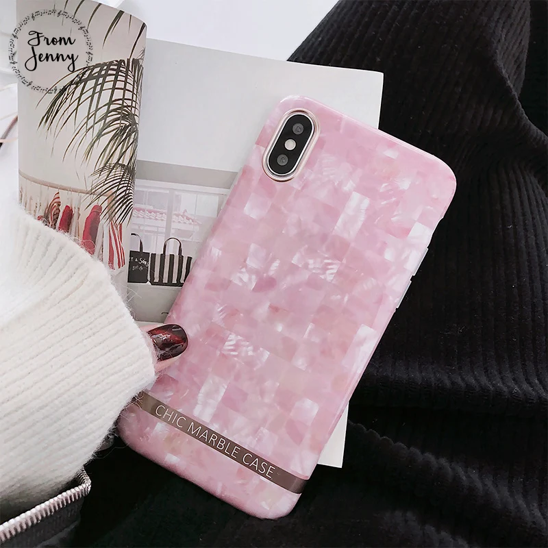От Jenny Pink Plaid чехол для телефона iphone X 8 8plus 7 7plus мягкая Задняя накладка чехла из ТПУ