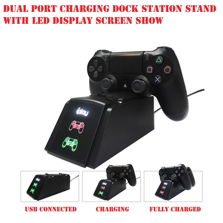 PS4 контроллер Зарядное устройство джойстик USB с Светодиодный индикатор быстрое