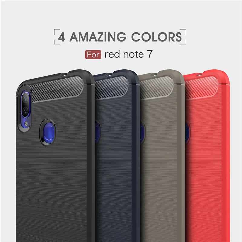 Чехол для телефона из углеродного волокна Xiaomi Redmi Note 7 мягкий чехол-накладка ТПУ