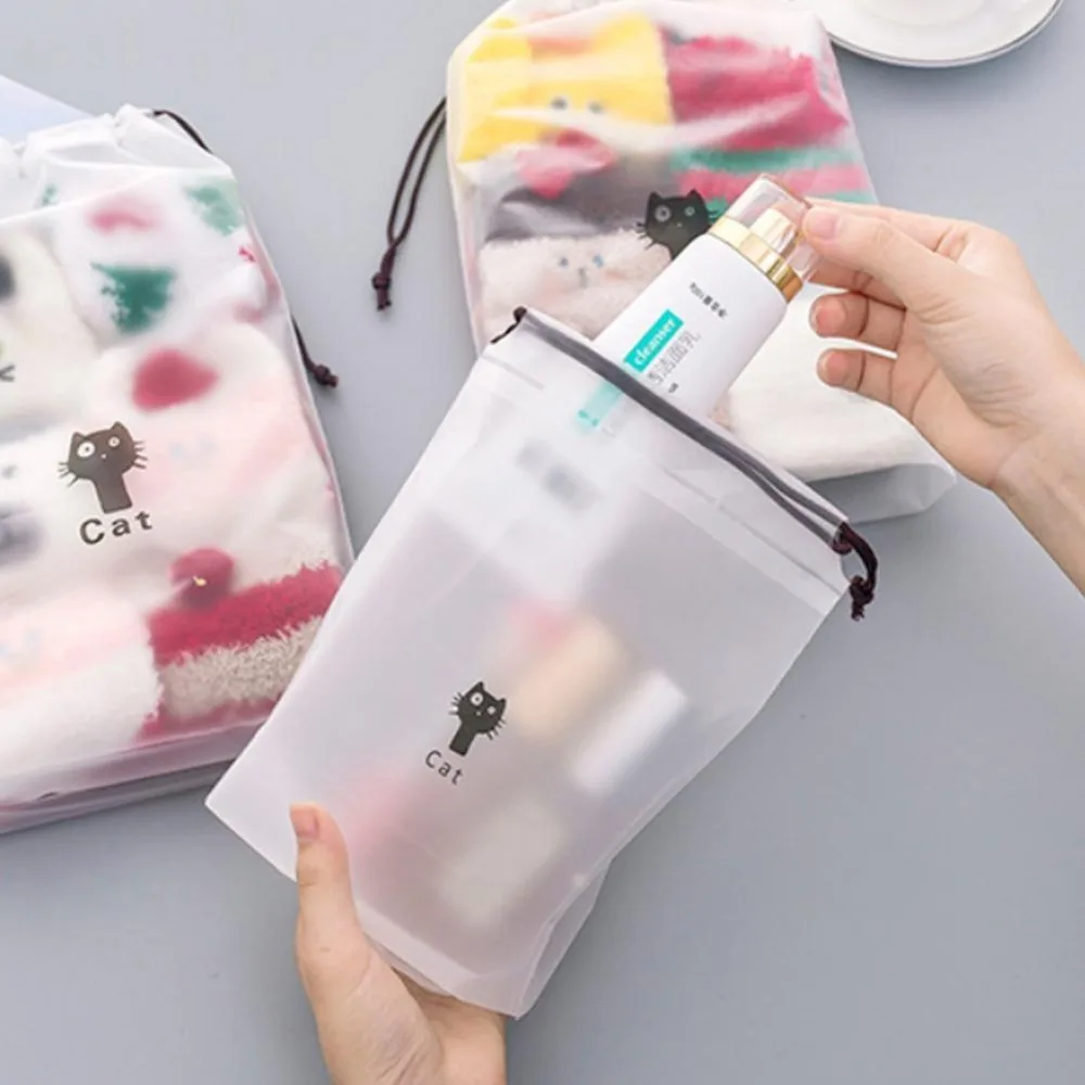 Прозрачная косметичка для путешествий с мультяшным котом макияжа Женский
