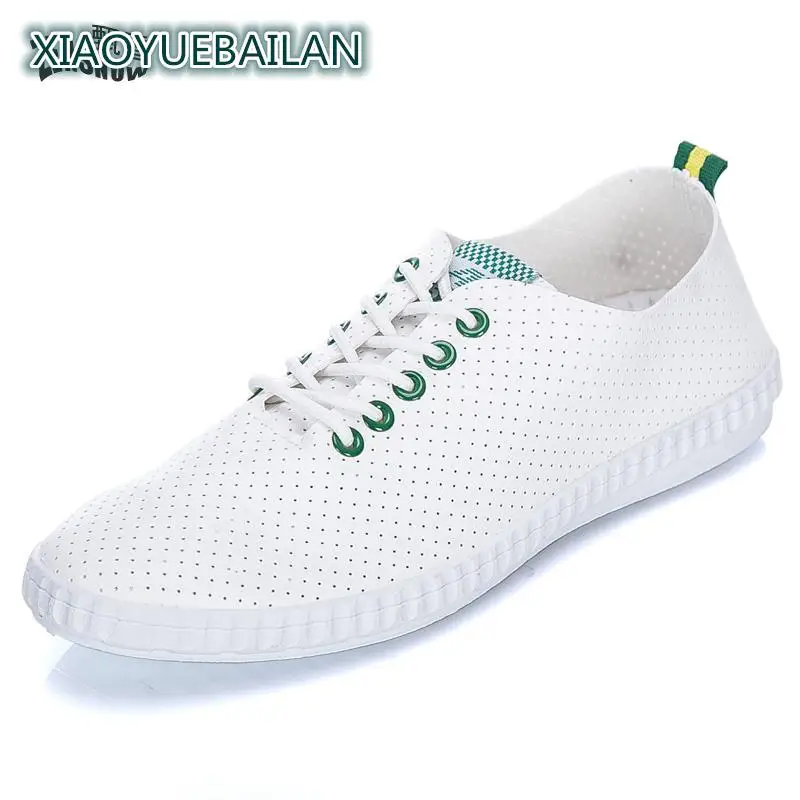 Новинка 2017 года Летняя обувь белая мужская повседневная с дырками для студентов |