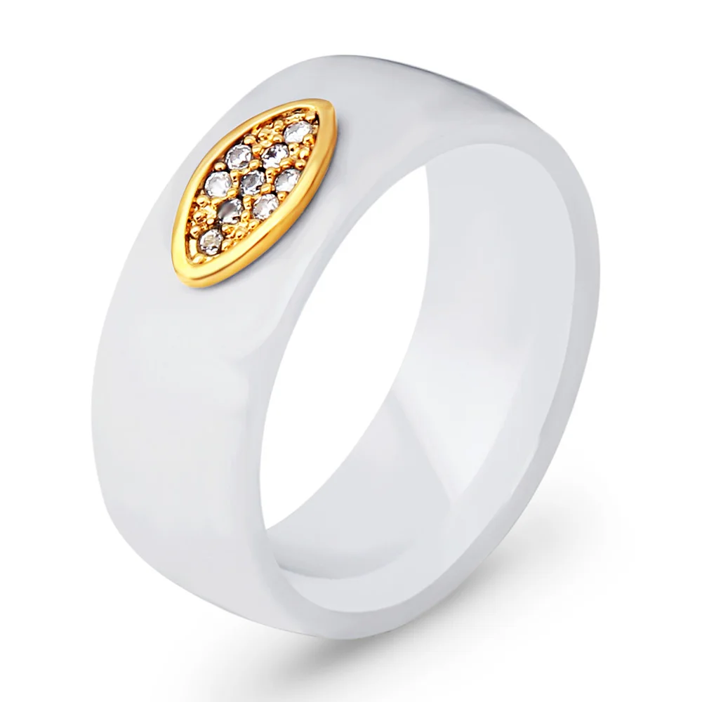 Керамическое кольцо с фианитом 8 мм|wedding band|stone blackceramic ring |