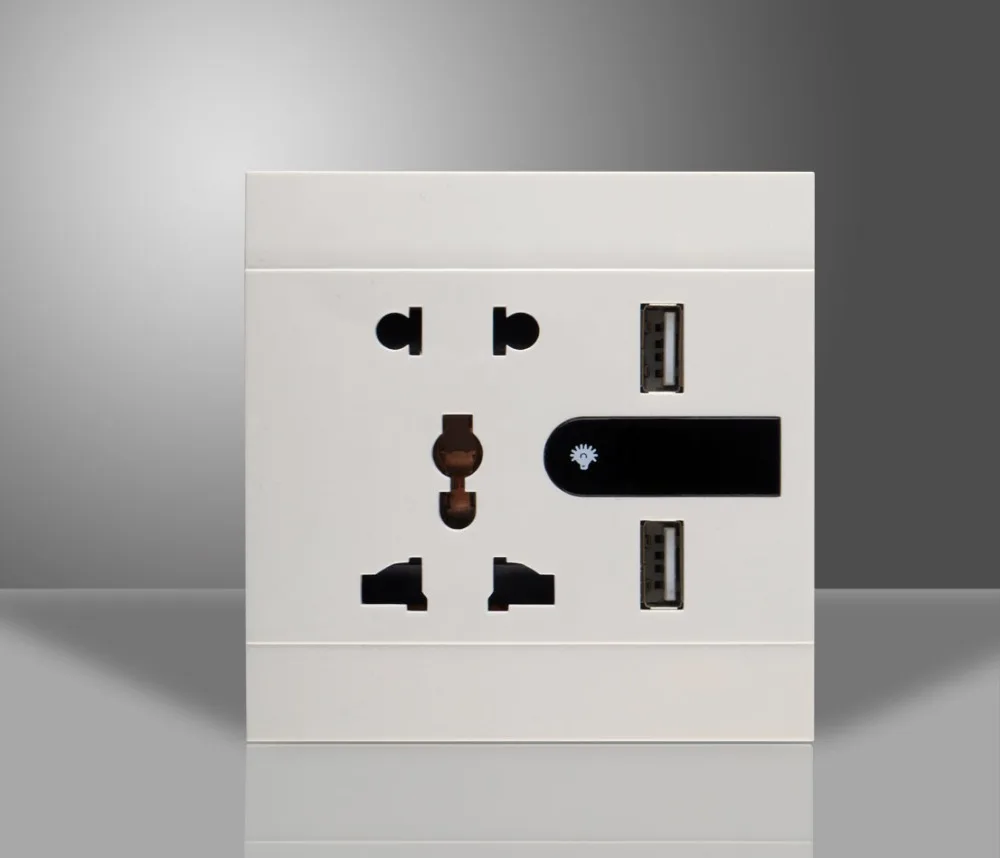 5pin универсальная настенная розетка USB зарядное устройство с ночным