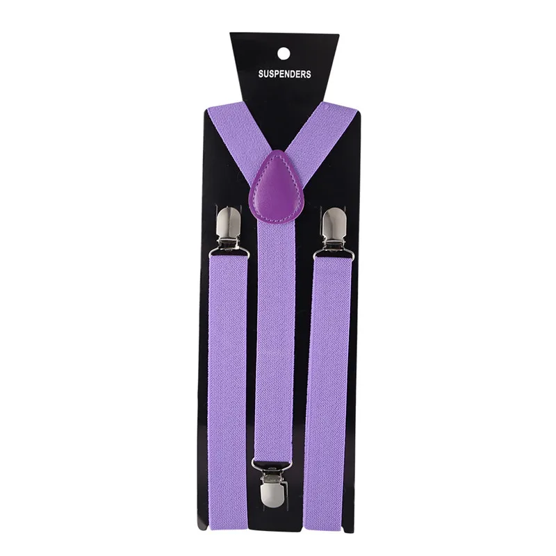 Purple Лидер продаж, эластичные кожаные подтяжки для мужчин, 3 зажима, винтажные мужские s женские подтяжки для брюк, свадебная Подвеска для юбки, 40 цветов - Цвет: Purple
