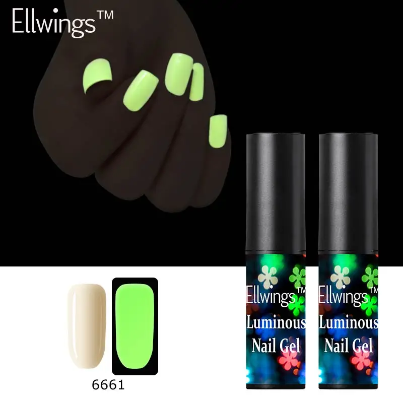 Ellwings ночное свечение ногтей в темноте Гель-лак флуоресцентный Светящийся лак для
