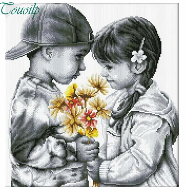 Алмазная мозаика картина сделай сам вышивка милая девушка с мальчиком Вышивка