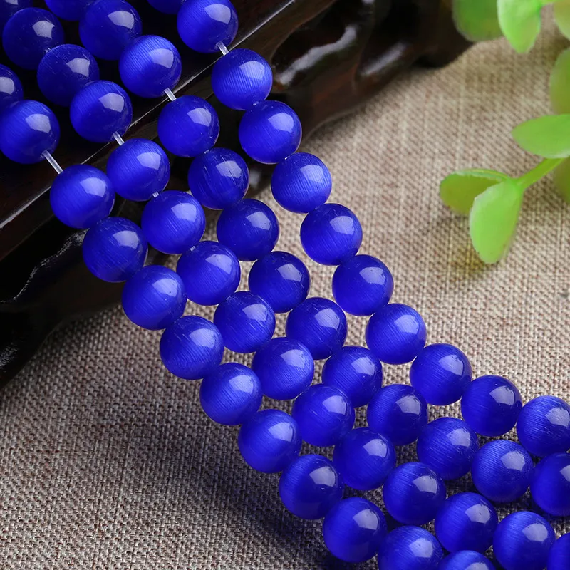 

4-12mm Round Blue Cat Eye Beads Glass Beads For Jewelry Making Beads Bracelets For Women 15'' DIY Beads Necklace needlework