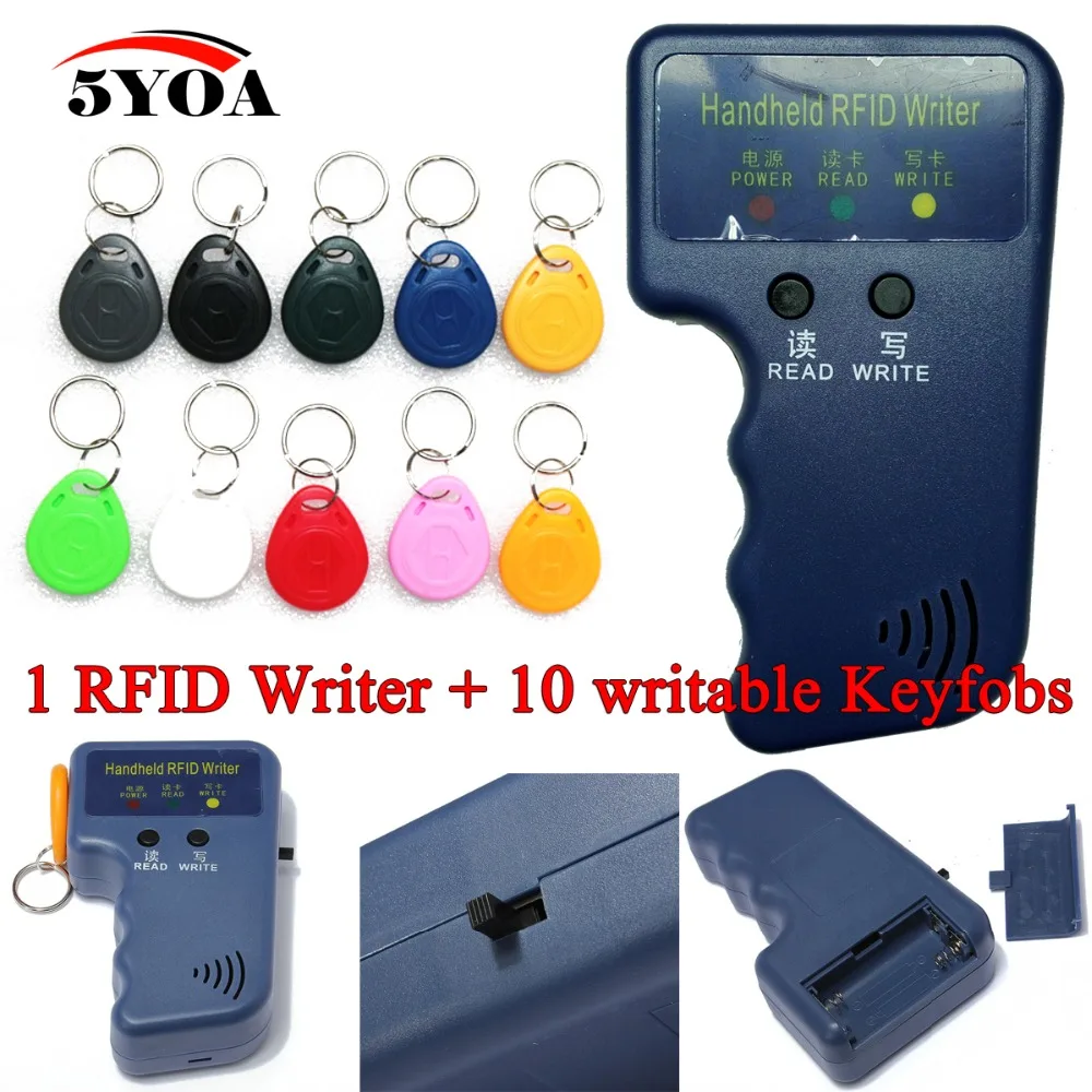 Ручной RFID Дубликатор EM4100 125 кГц 10 перезаписываемых ID брелоков| |