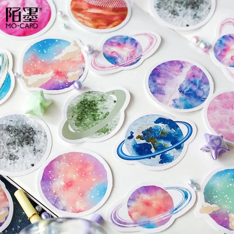 45 шт./кор. милые канцелярские наклейки DIY Цветная Клейкая Бумага Kawaii Moon Plants для