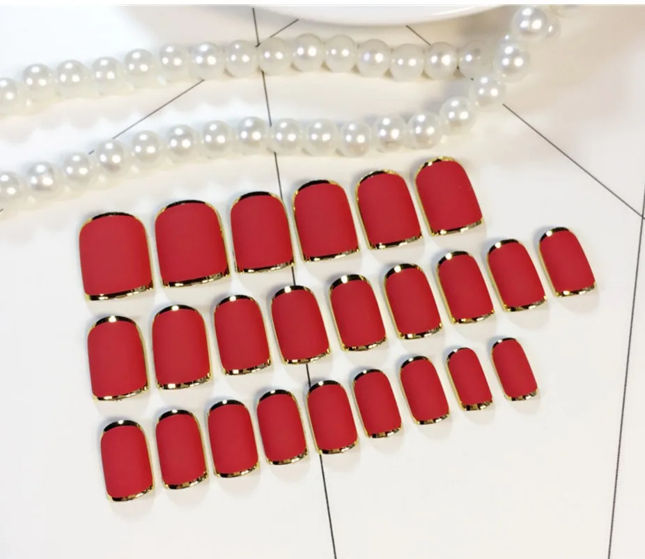 24 шт./компл. DIY французский 3D матовый дизайн ногтей поддельные короткие накладные