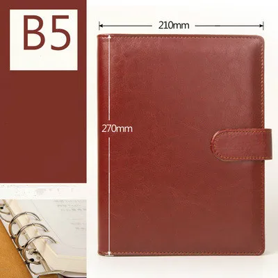B5 Brown A5 Бизнес офиса школы с отрывными листами планировщик Тетрадь утепленные Встречи кожа Filofax папка повестки дня планировщик - Цвет: B5 Brown