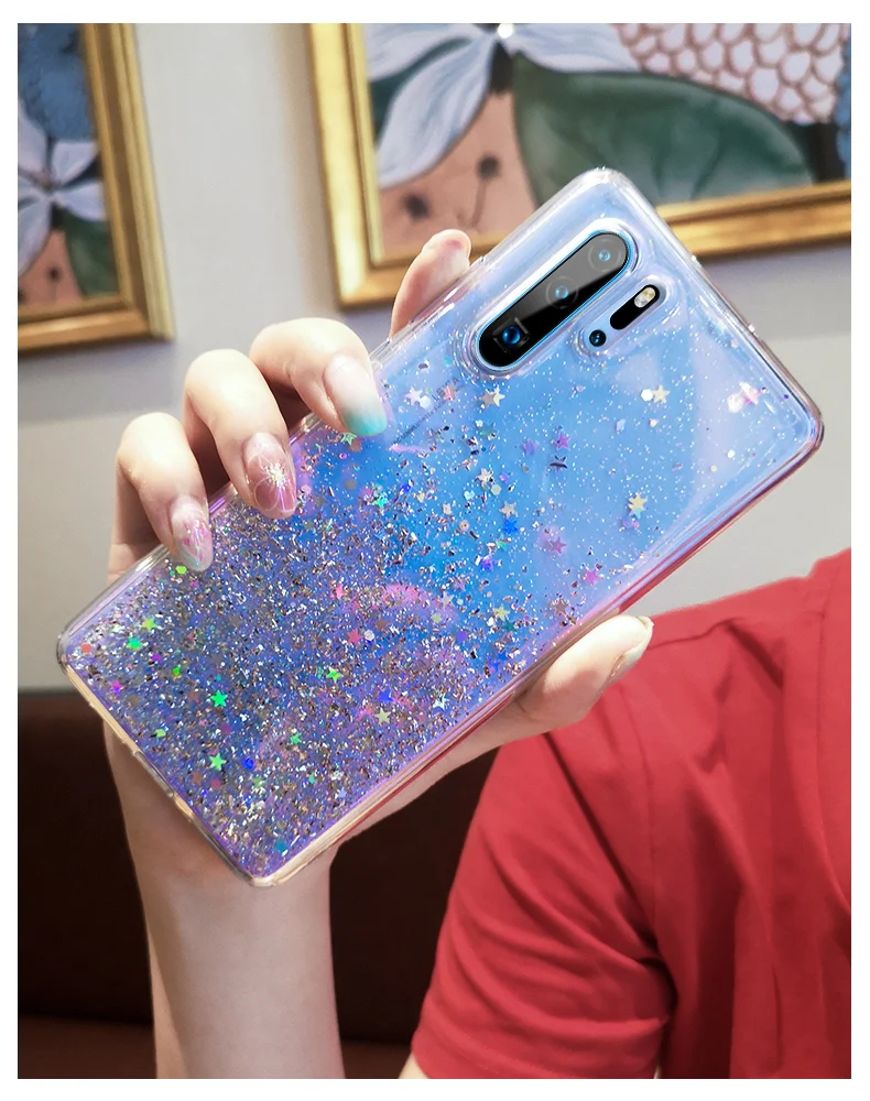 Чехол сверкающий с блестками для huawei P20 Lite P30 силиконовый, прозрачный мягкий чехол с блестками для huawei P30 Lite P20 Pro Прозрачный чехол для телефона