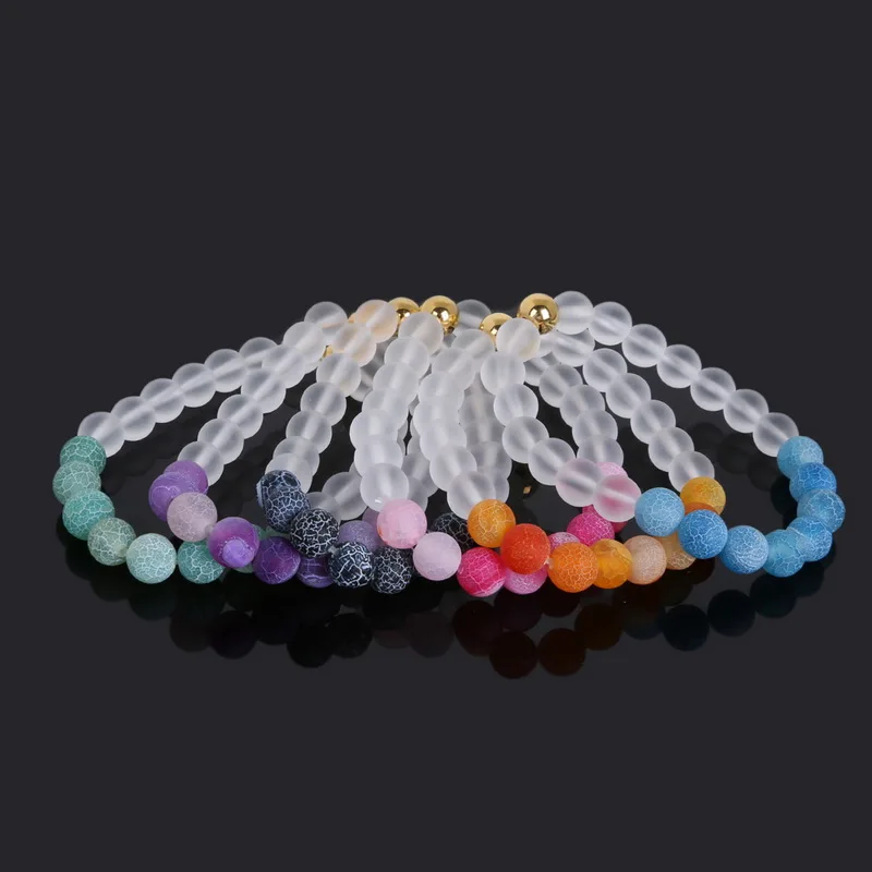 Каменный браслет 8 мм бусины из натурального окрашенного драгоценного камня с