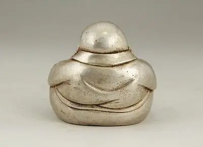Китайская старая белая медь ручная работа, Резной орнамент статуя монаха, Будды украшения сада настоящий тибетский серебряный латунный