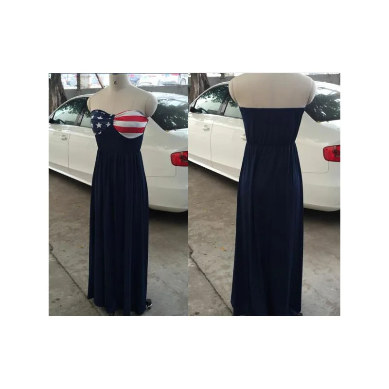 Платье женское длинное с американским флагом пикантный пляжный сарафан в стиле
