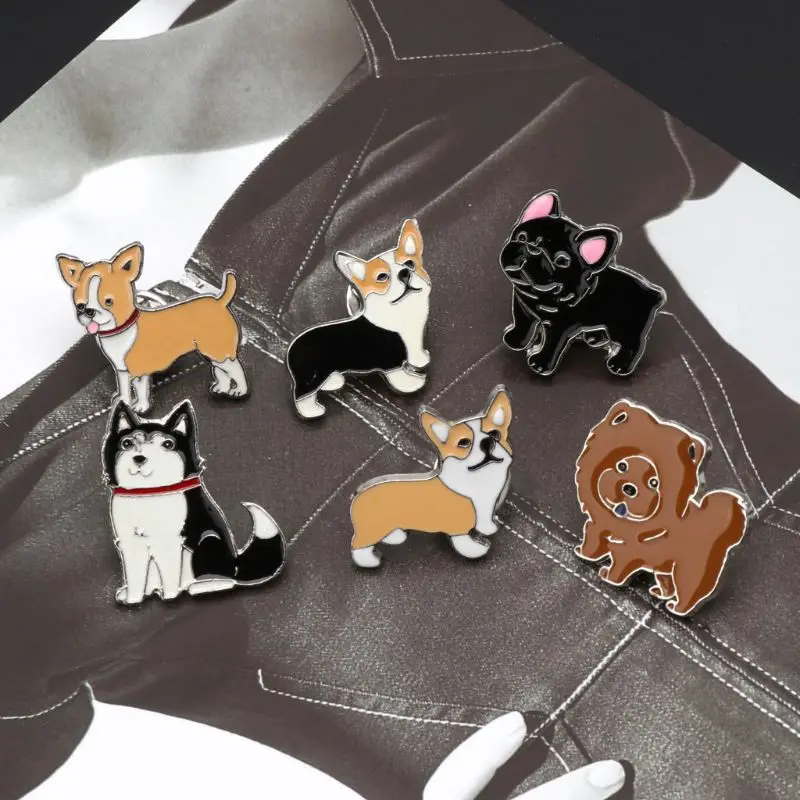 Pet щенка Хаски корги со Wawa собак эмалевые броши булавки милое животное Любители