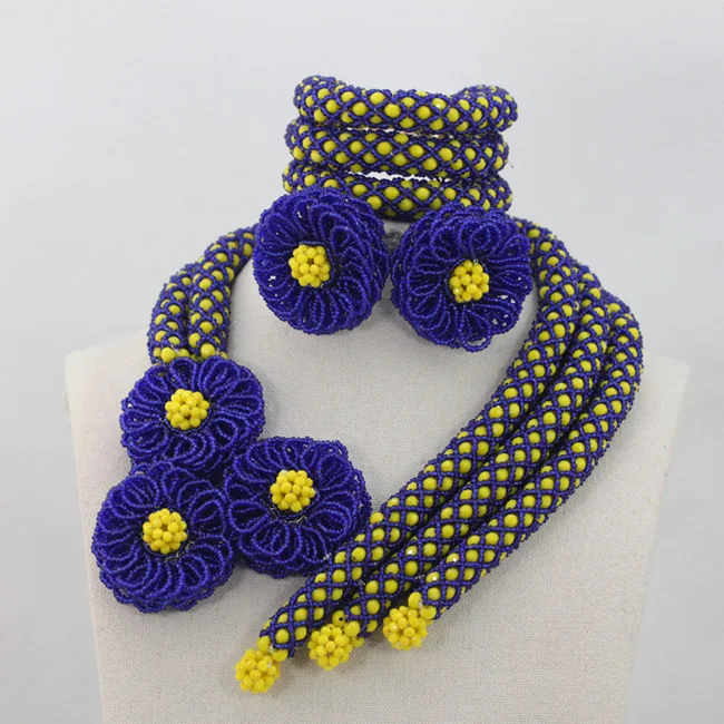 Королевский синий/желтый кристалл Свадебные африканские бусины ювелирные