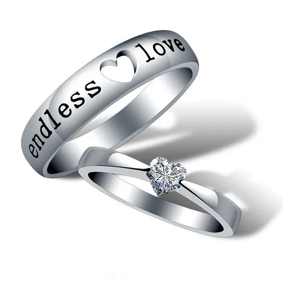 Цельные кольца из настоящего 925 пробы серебряные в форме сердца сочетающиеся для