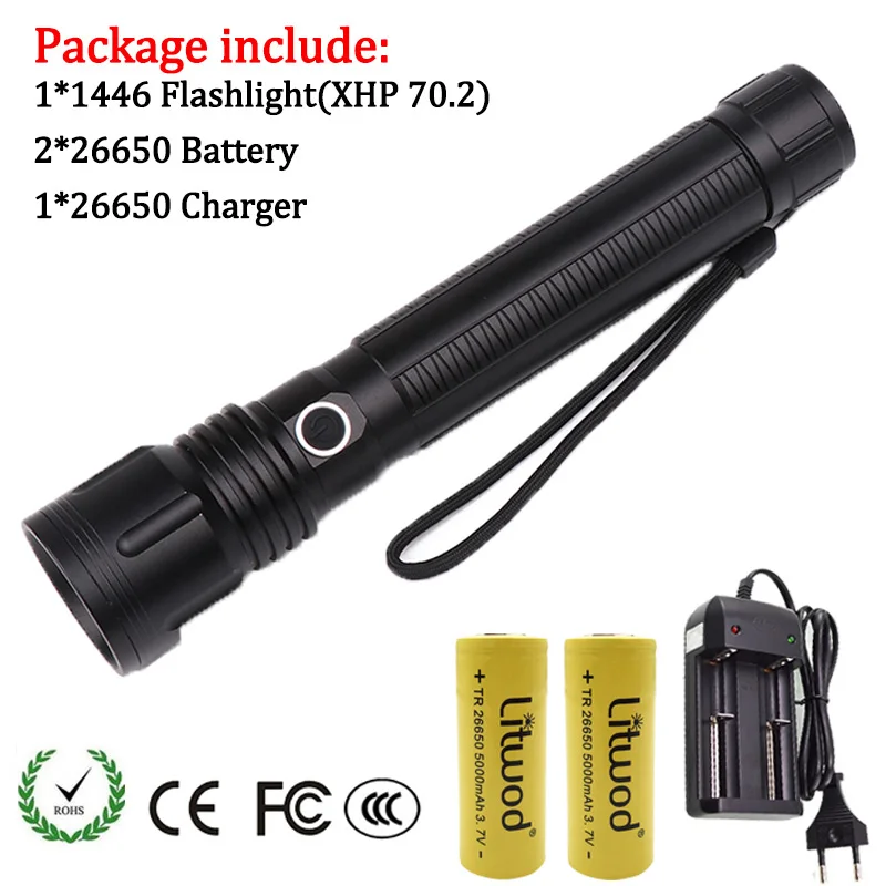 Option 6 Litwod Z90 1446 светодиодный вспышка светильник CREE XHP70.2 высокий мощный 50000LM тактический Водонепроницаемый композиций фонарь светильник 18650& 26650 Фонари - Испускаемый цвет: Option 6