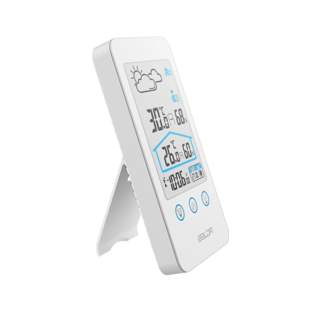 Wireless Thermometer Hygrometer Indoor Outdoor Touch Screen Weather Station Weather Forecast With Moon Phase Calendar Function