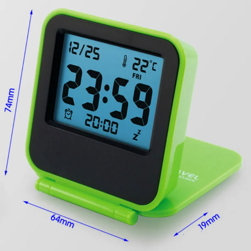 Mini LED Luminous Thermometer Humidity Hygrometer Bedside Wake Digital Projection Portable Travel Folding Electronic Alarm Clock | Дом и сад