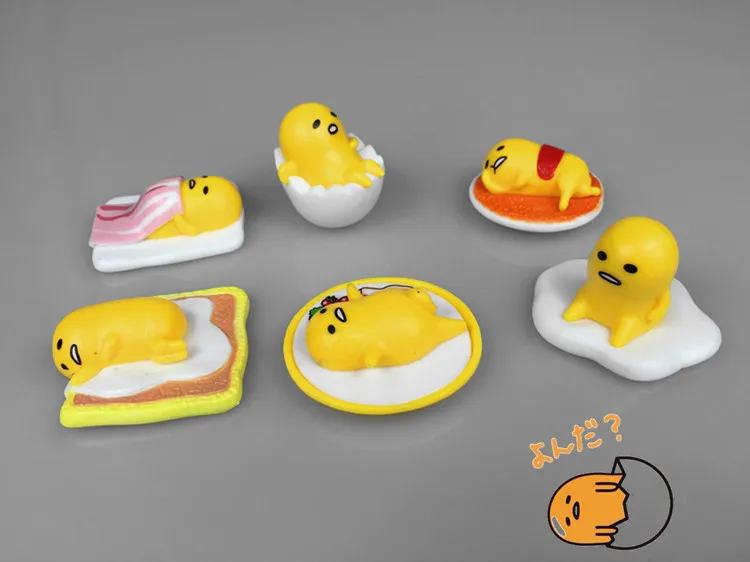 

60pcs/set Anime Gudetama Figure Yellow Egg Lazy Gudetama Keychains TOYS PVC Key Chains Pendants