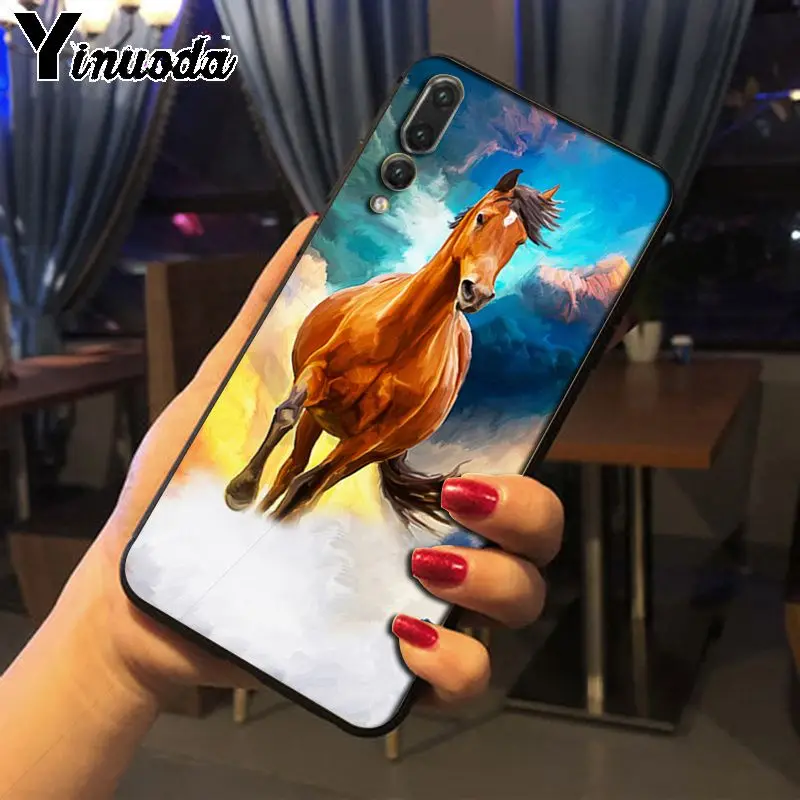 Yinuoda Лошадь Животное черный мягкий чехол силиконовый для телефона huawei p20lite nova3i