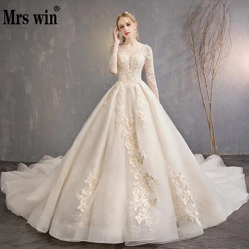 2019 Mrs Win длинный рукав классический кружево вышивка принцессы роскошные