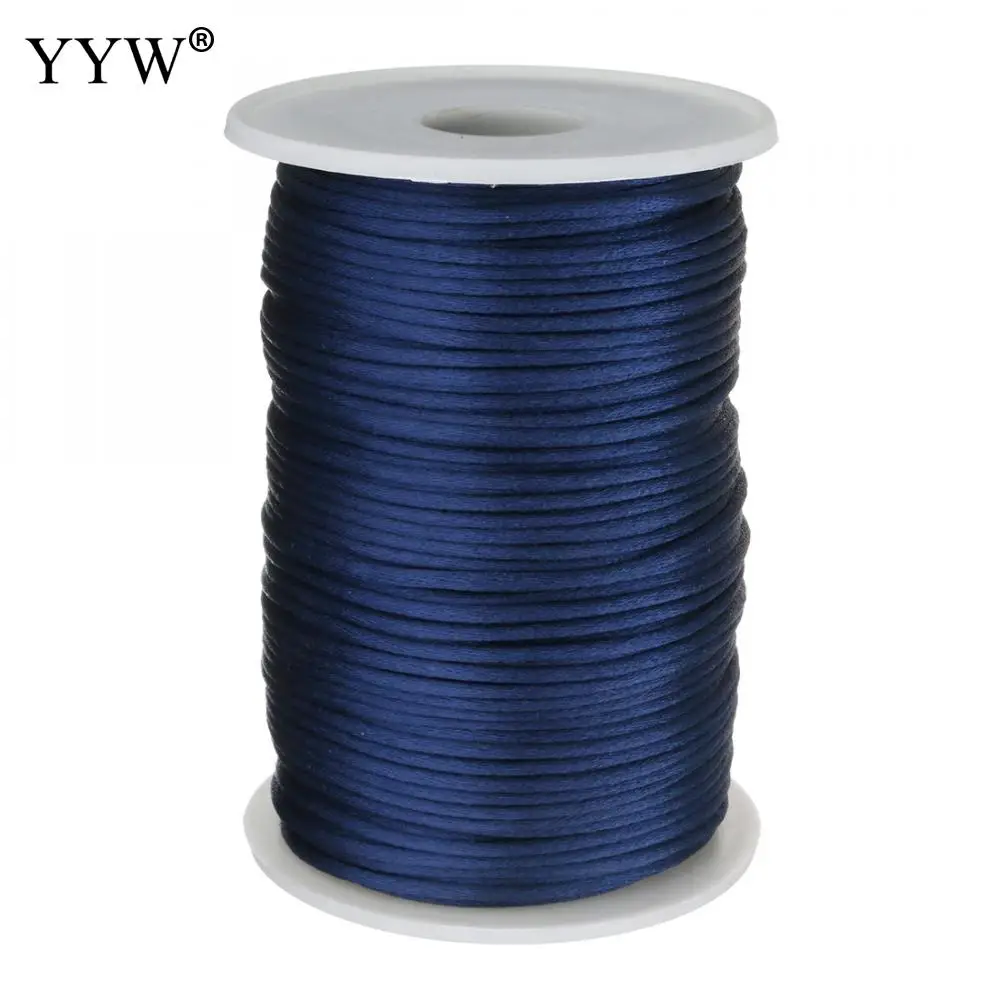 navy blue 24 цвета, 100 ярдов/шт, 2 мм, смешанный нейлоновый сатиновый шнур, шелковистый шнур макраме, Плетенный бисером, браслет, нить - Цвет: navy blue