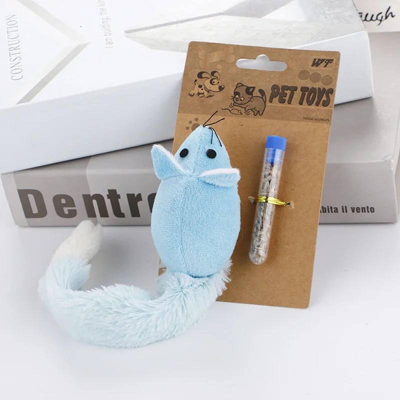 Забавная Catnip плюшевая игрушка Кот мягкая однотонная Интерактивная мышь игрушки