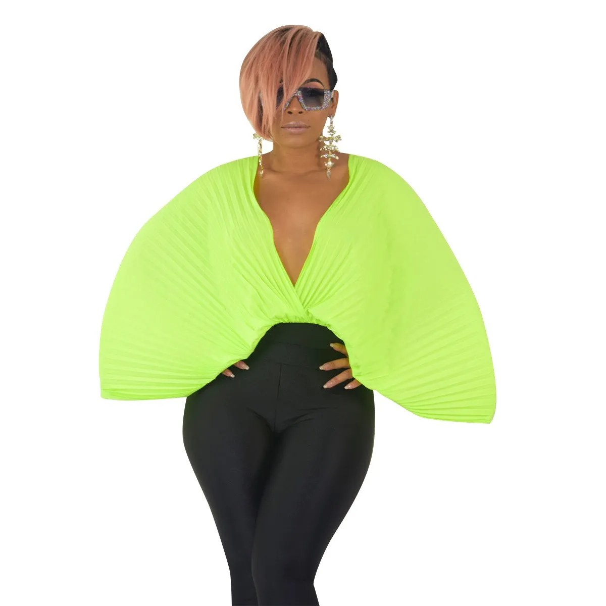 Блузка женская летняя с рукавом летучая мышь треугольным вырезом|Блузки| |