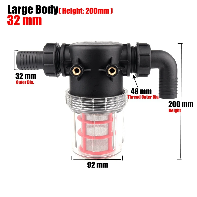 Large Body 32mm 20 25 32mm 50Mesh Transparent Water Filter Garden Irrigation Filters Agriculture Visible Pipe Pre-Filter Pet Aquarium Filter - Цвет: Large Body 32mm